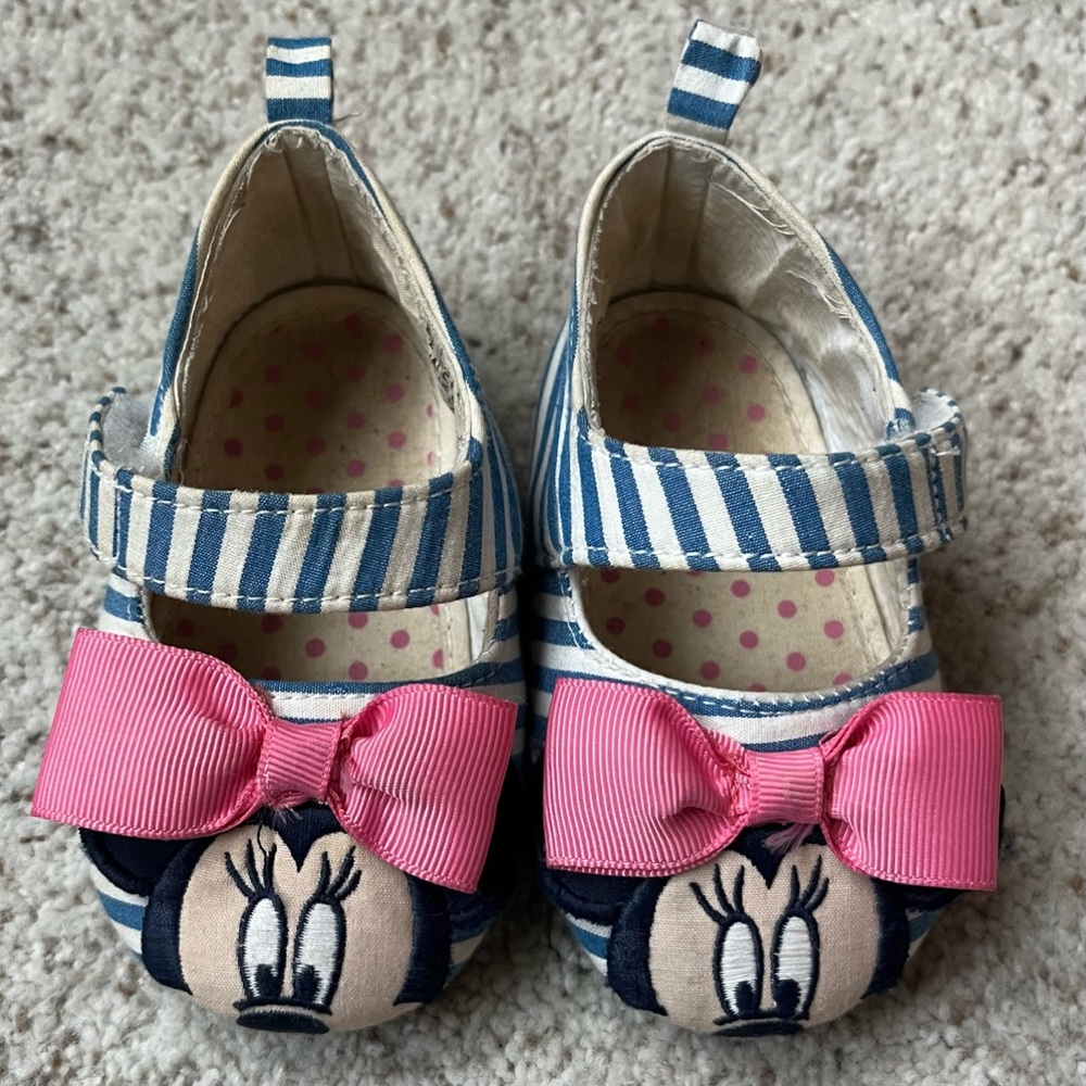 Mary Jane Minnie Mouse Shoes by Disney. 12-18 months. Blue, White, Pink. - Picture 2 of 5